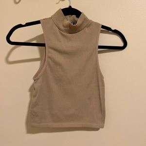 Zara mock neck sleeveless crop top! Light tan, fits XS-M, never worn no tags